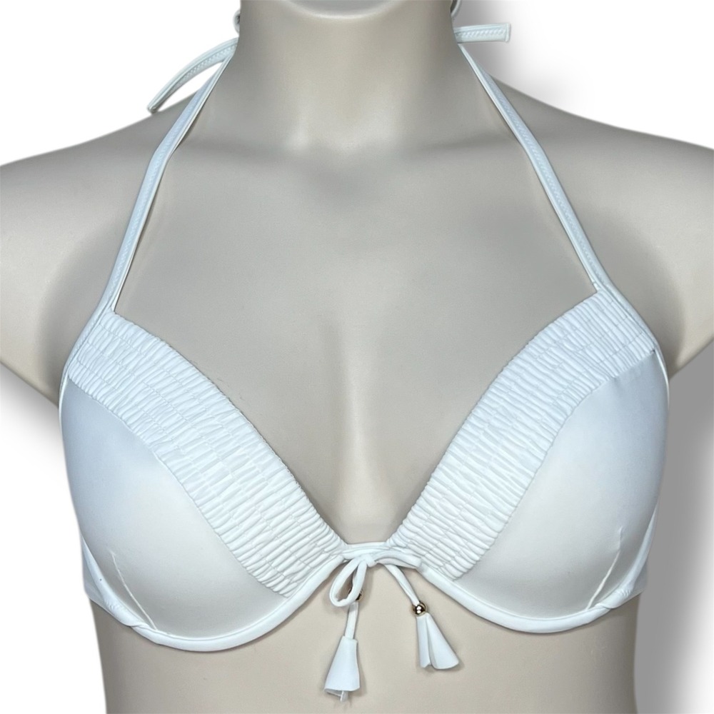 Victoria's Secret Swim The Fabulous Push Up Bikini Swim Top White Halter 36D New
